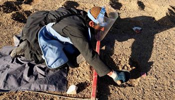 Afghan de-miners search land mines in Kandahar province