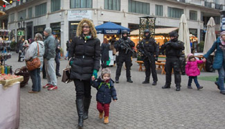 Members of Counter Terrorism Centre patrol at Christmas market in Budapest