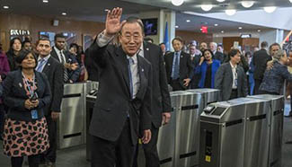 Outgoing UN Secretary-General Ban Ki-moon bids farewell to UN