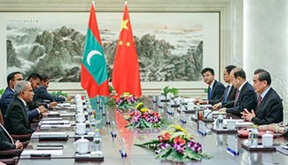 Chinese FM holds talks with Maldivian counterpart in Beijing