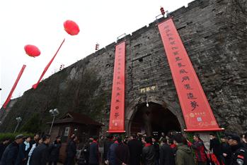 Couplets hung on wall of Ming Dynasty for upcoming Spring Festival
