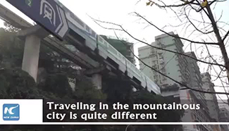 Train runs through building in Chinese city