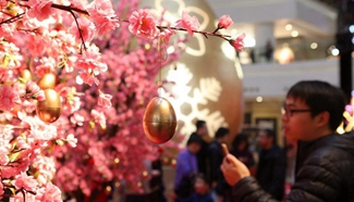 Shopping malls decorated to welcome Chinese Spring Festival