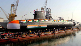 French-designed Khanderi submarine seen in India