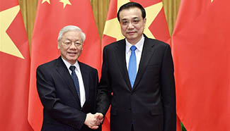 Premier Li meets general secretary of Communist Party of Vietnam