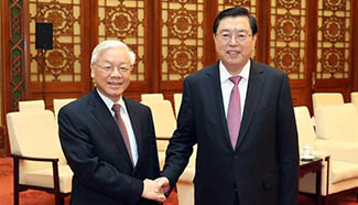 Zhang Dejiang meets general secretary of Communist Party of Vietnam