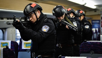 SWAT team members conduct drill for security of Spring Festival travel
