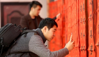 Spring Festival couplets provided at central China's railway station