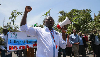 Kenya's lecturers march during strike in Nairobi