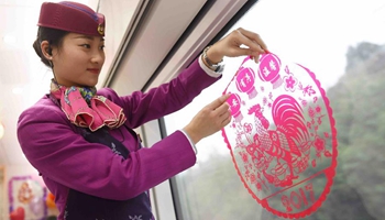 Xiaonian Festival celebrated on train from Chongqing in SW China