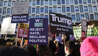 Protesters march in London against Trump