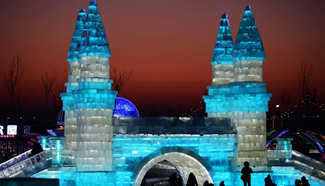 Tourists visit Harbin Ice and Snow World in NE China