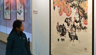 Rooster-themed artworks on exhibition in north China's Shanxi