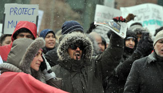 People show solidarity with Muslim community in Quebec city, Canada