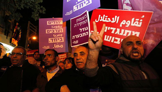 Protesters demonstrate against house demolitions in Tel Aviv, Israel