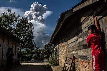 Mount Sinabung volcano continues eruption in Indonesia