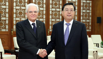 Chinese top legislator meets Italian president in Beijing