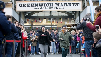 Annual Greenwich Market pancake warmup race held in London