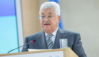 Abbas speaks during opening of 34th HRC session in Geneva