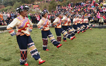 Yi ethnic people celebrate Er Yue Er in SW China's Yunnan
