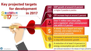 Graphics: Key projected targets for development in 2017 written in gov't work report