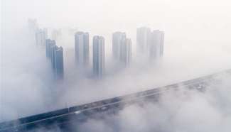 Central China's Wuhan under cloak of heavy fog