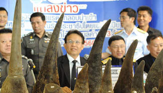 Thai customs seize 21 pieces of rhinoceros horns smuggled from Ethiopia