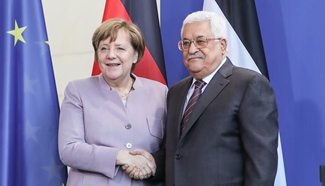 Merkel, Abbas attend joint press conference in Berlin
