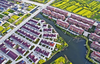 Aerial view of spring scenery in east China's Jiangsu