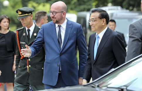 Chinese premier attends welcome ceremony held by Belgian PM in Brussels