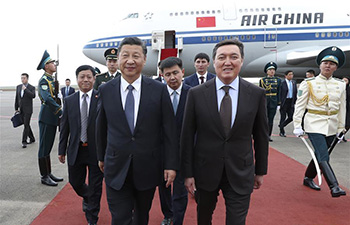 Chinese President Xi Jinping arrives in Astana for Kazakhstan visit