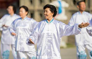 Elderly people practice Taiji in Inner Mongolia