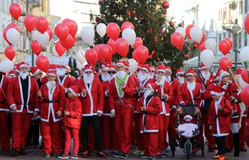 Christmas Santa Claus Race held in Rejeka, Croatia