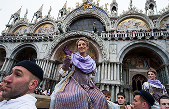 "Festa delle Marie" parade held during Venice Carnival in Italy