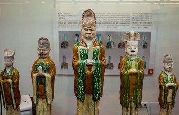Tri-colored glazed pottery of China's Tang Dynasty exhibited in Poland