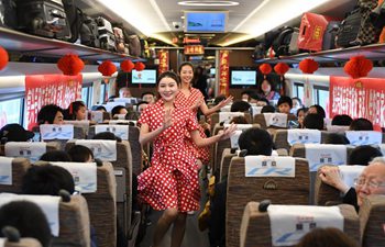Art team performs for passengers on train to celebrate Spring Festival