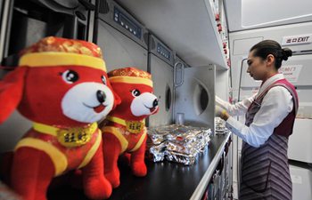 Stewards on flight decorate cabin to greet Chinese Lunar New Year