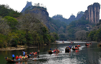 Tourists visit Wuyi Mountain during Chinese Lunar New Year holiday