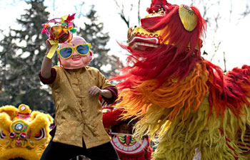 Lion dance performed to celebrate Spring Festival in Richmond, Canada