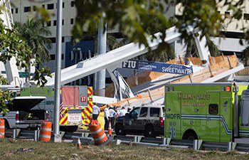 Pedestrian footbridge collapses in U.S. state of Florida, fatalities reported
