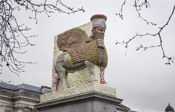 Sculpture by Michael Rakowitz displayed on the Fourth Plinth in London's Trafalgar Square