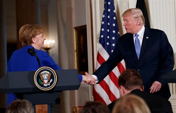 Trump attends joint press conference with Merkel at White House