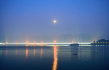 Scenery of Three Gorges in moonlight in China's Hubei
