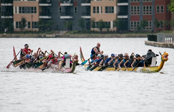 Dragon boat competition held in Dallas, U.S.