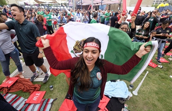 Soccer fans cheer at World Cup viewing party in Los Angeles