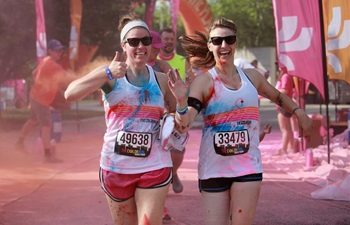 People participate in 5km Color Run in Chicago, U.S.