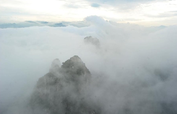 Langya Mountain shrouded in mist after rainfall