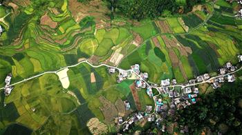 Aerial view of Longlin, S China's Guangxi