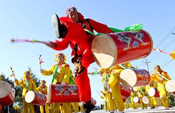 People celebrate harvest in NW China's Gansu