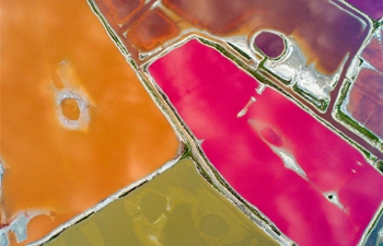Aerial view of Yuncheng salt lake in China's Shanxi